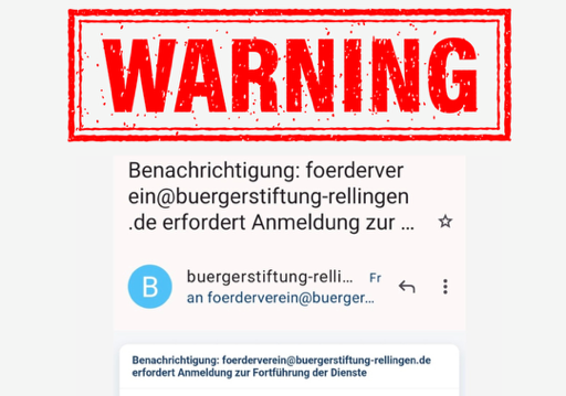 Betrug: Den Link bitte NICHT öffnen, löschen Sie die Mail.